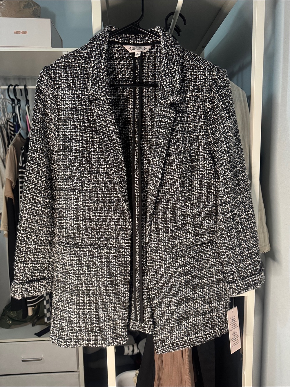 Nanette Lepore Black & White Tweed Blazer Jacket
